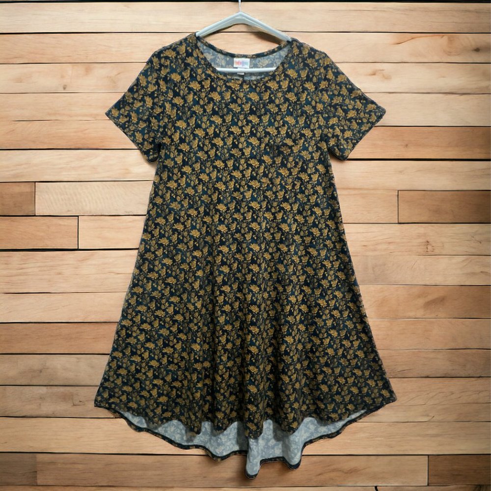 LuLaRoe Casual Stretch Floral Round Neck Short Sleeves Dress Size S